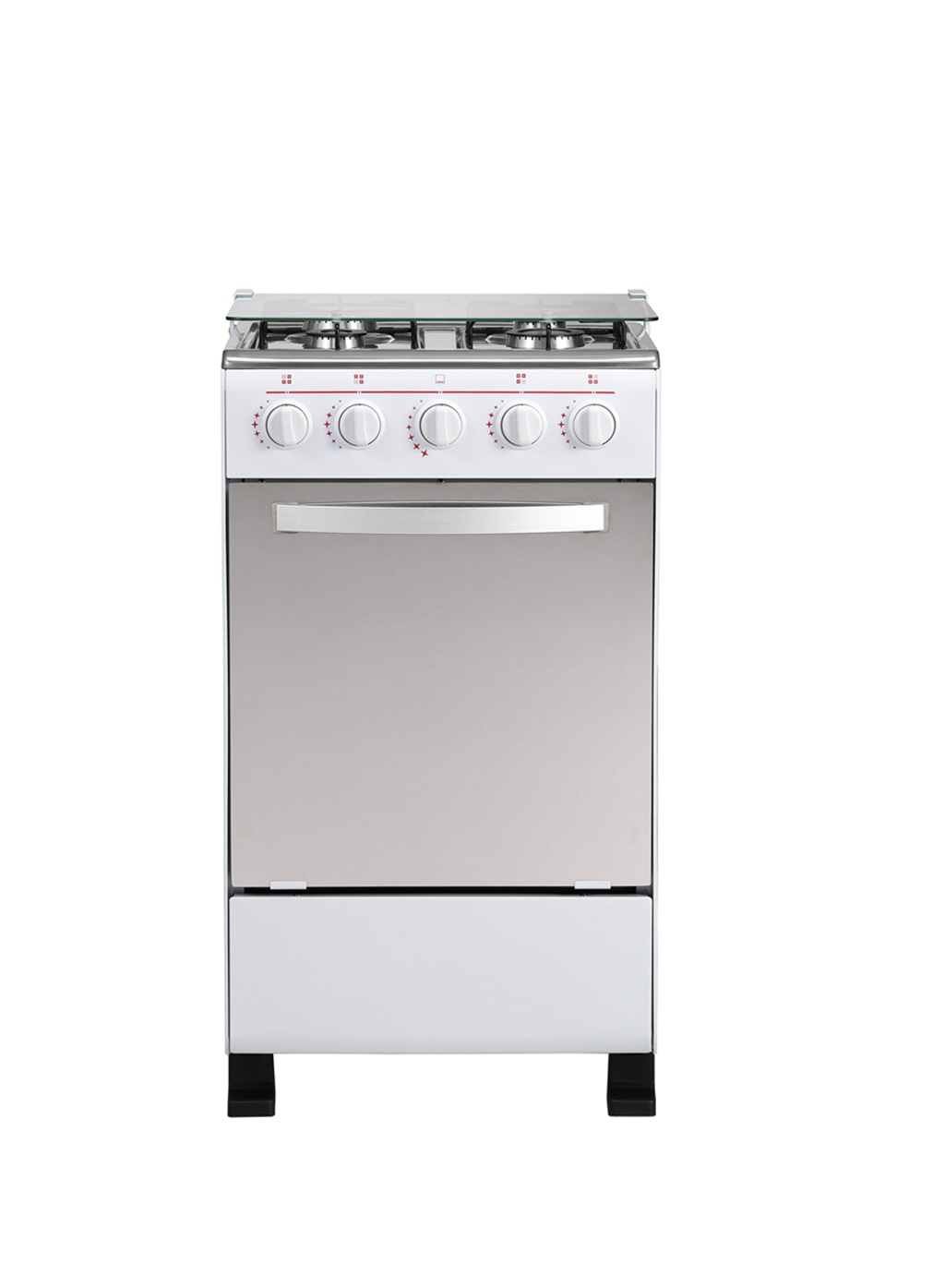 White 20 Inch Wide 4 Burners Gas Oven